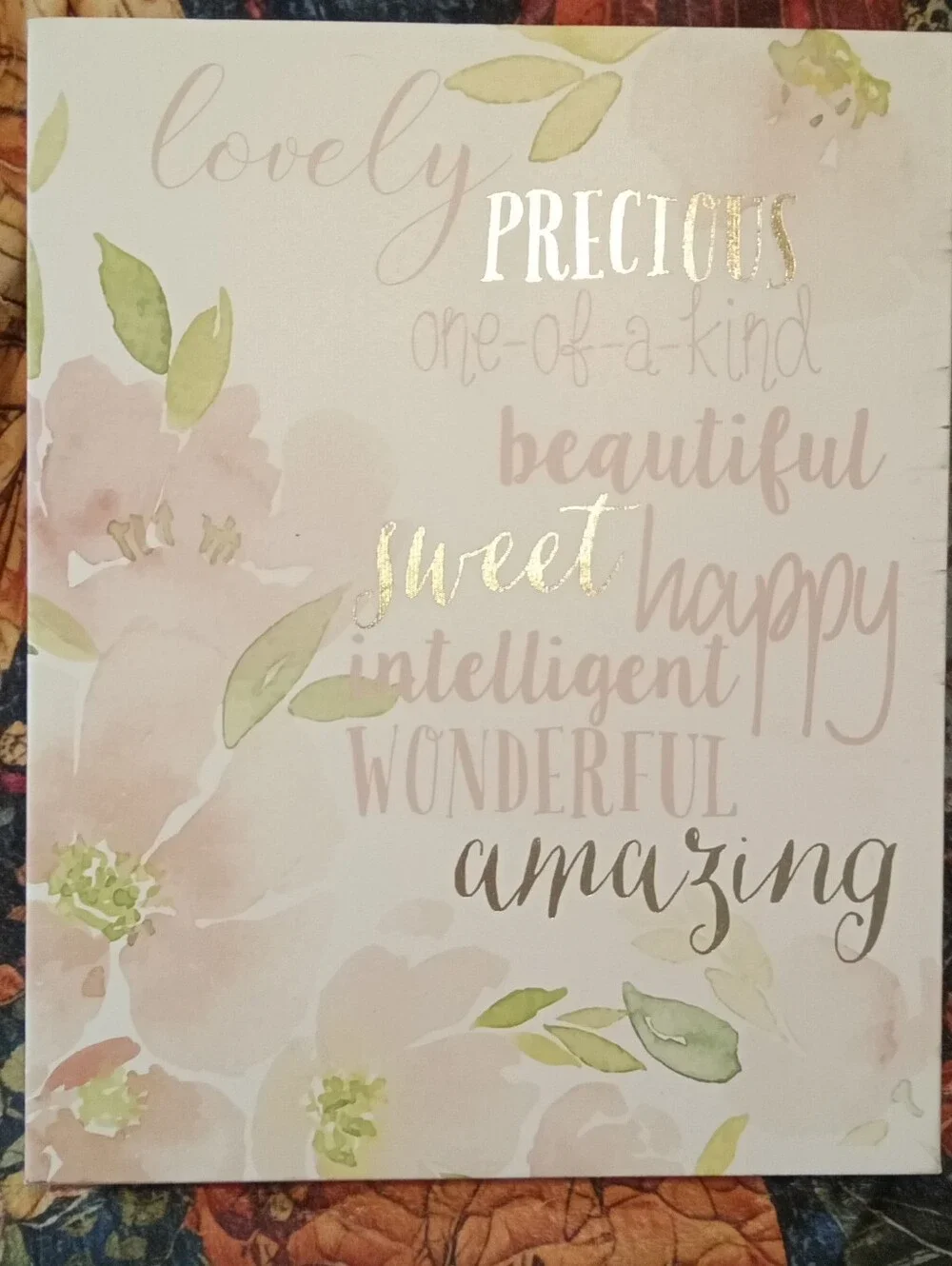 #1048 Floral Inspirational Wall Art Canvas - Pink & Green